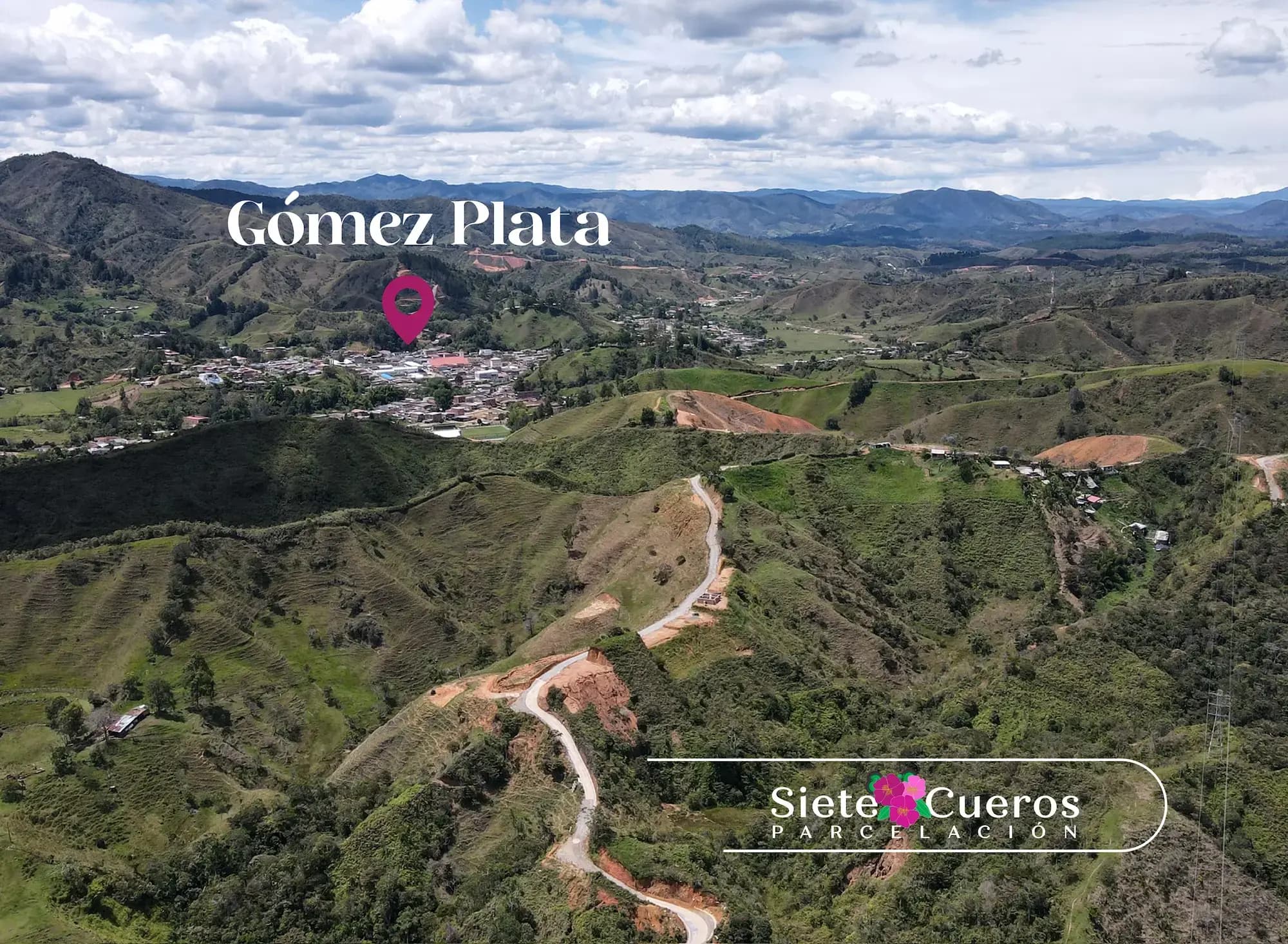 Mapa ubicación Parcelación Siete Cueros Gómez Plata Antioquia - Lotes desde 2700m²